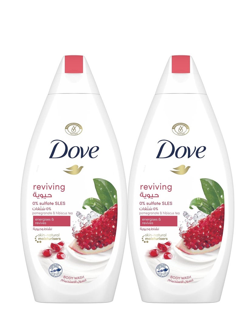 دوف غسول الجسم المنعش من دوف جو فريش بتقنية رينيو بلند، شاي الرمان والكركديه، مع ربع كريم مرطب، 250 مل (عبوة من قطعتين) - Image 1