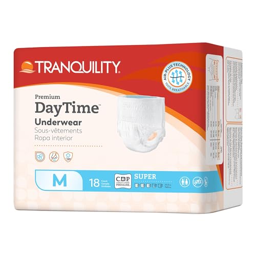 Tranquility Premium DayTime Disposable Absorbent Underwear 72 Count M 3448 in Waist Super Absorbency Breathable AllDay Comfort Adult Diapers