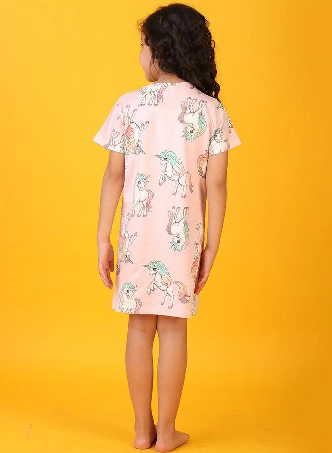 Anthrilo Anthrilo Unicorn Star Print Short Sleeve Nightdress