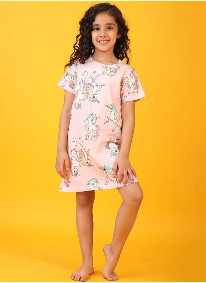 Anthrilo Anthrilo Unicorn Star Print Short Sleeve Nightdress