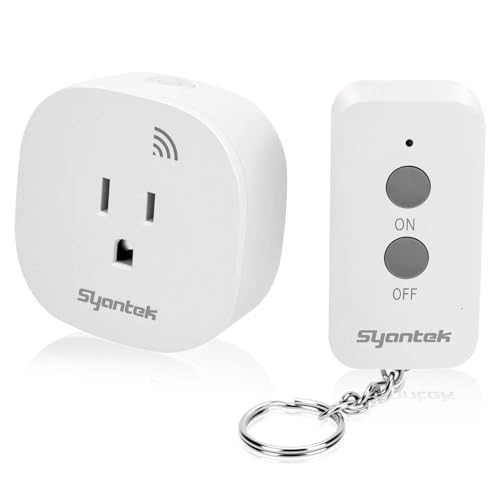 Syantek Remote Control Outlet Wireless Light Switch for Household Appliances, 200ft Long Range Remote Outlet Switch, 15A/1875W High Power Mini Electrical Plug, White (1 Outlet + 1 Remote) - Image 1