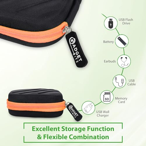 GadgetBite Earphone Carrying EVA Case for Earphones, Headset, Pen Drives, SD Cards - (Carry case only) (Orange) - Image 3