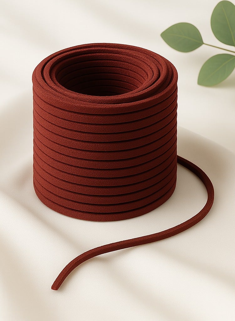 1 لفة 100 ياردة 2.6 مللي متر حبال من جلد الغزال جلد دانتيل مسطح من جلد الغزال حبل سلسلة خيط مخملي (لون عنابي) - Image 1