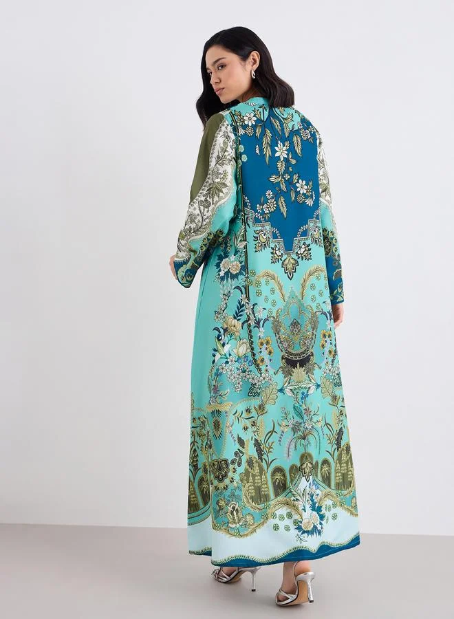 Amirah Amirah Women Green Maxi Jalabiya with Matching Scarf
