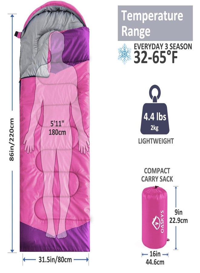 oaskys كيس نوم للتخييم من أوسكيز - مناسب لثلاثة فصول (الطقس الدافئ والبارد) - خفيف الوزن ومقاوم للماء، مناسب للبالغين والأطفال - معدات التخييم والسفر والأنشطة الخارجية - Image 2