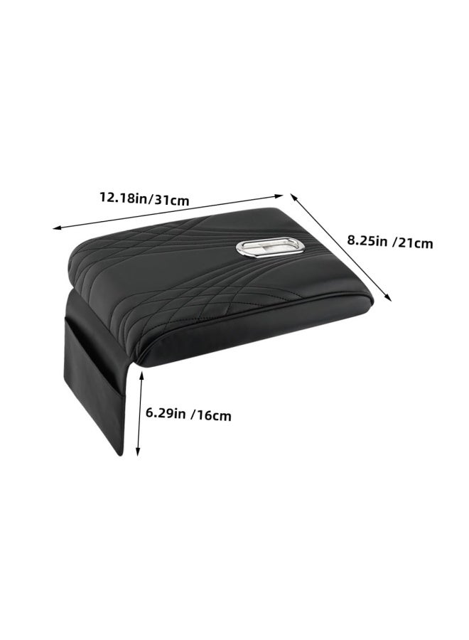 BS Car Armrest Pad with Tissue Box|Anti-Slip Interior Accessories|Memory Foam Center Console Cushion|With tissue storage box|PU Leathe Armrest Extender Universal|Balancing comfort and style|Black. - Image 3