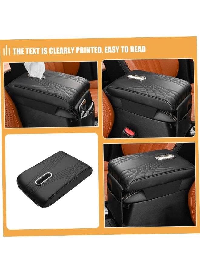 BS Car Armrest Pad with Tissue Box|Anti-Slip Interior Accessories|Memory Foam Center Console Cushion|With tissue storage box|PU Leathe Armrest Extender Universal|Balancing comfort and style|Black. - Image 5