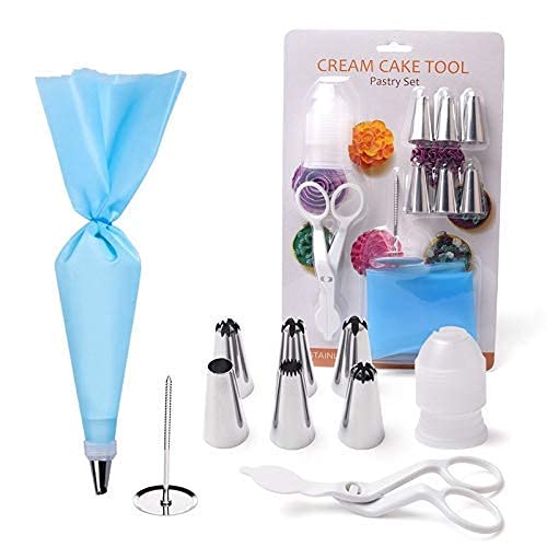 Baking Set Cake Decorating 6 Icing Pipes Set1 Nail Tool for Icing Flowers Making1 Cake Scissors for Cream Flower Transfer1 Joint1 Set of Cake Decoration - Image 1