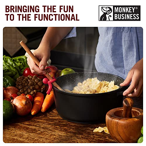 Monkey Business Spoon Saver - Hug Doug Silicone Spoon Saver and Rest, Adjustable to Most Kitchen Cooking Utensils, Red - Image 3