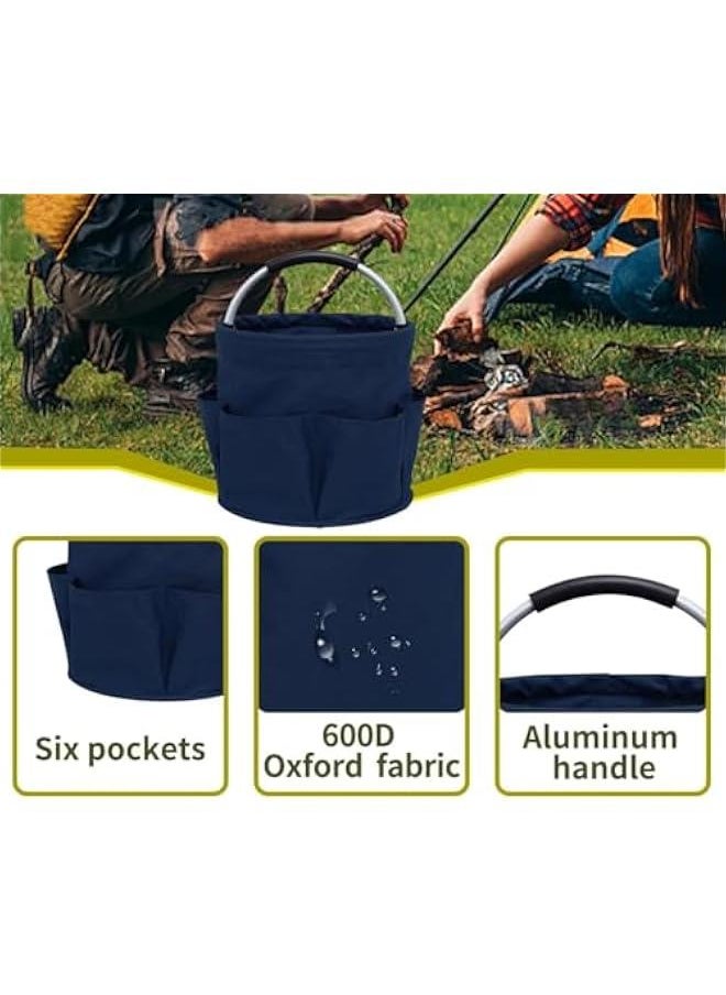 HOOKOR Tool Organizers Bag 17L collapsible Tool Bag Laundry Organizer Outdoor Camping Garden Harvest Basket Home Bathroom Storage Bath Wash Bag (Blue)  - Image 3