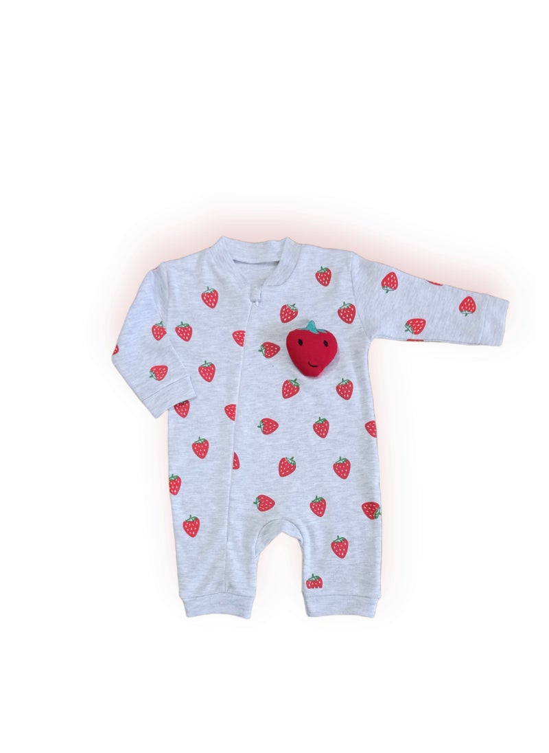 BABY YUMMY - Summer Newborn Strawberry Jumpsuit (box) (grey) - Image 1
