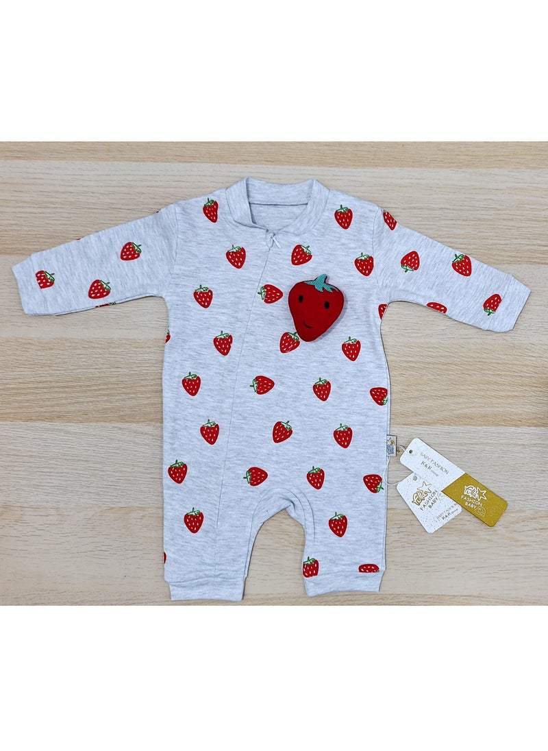 BABY YUMMY - Summer Newborn Strawberry Jumpsuit (box) (grey) - Image 1