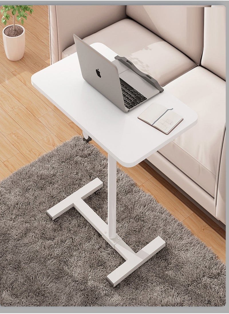 PENG GENERAL Mobile Overbed Table with Wheels, Adjustable  Standing Desk Cart 55x32cm White  - Image 5