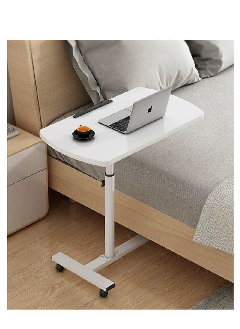 PENG GENERAL Mobile Overbed Table with Wheels, Adjustable  Standing Desk Cart 55x32cm White  - Image 1