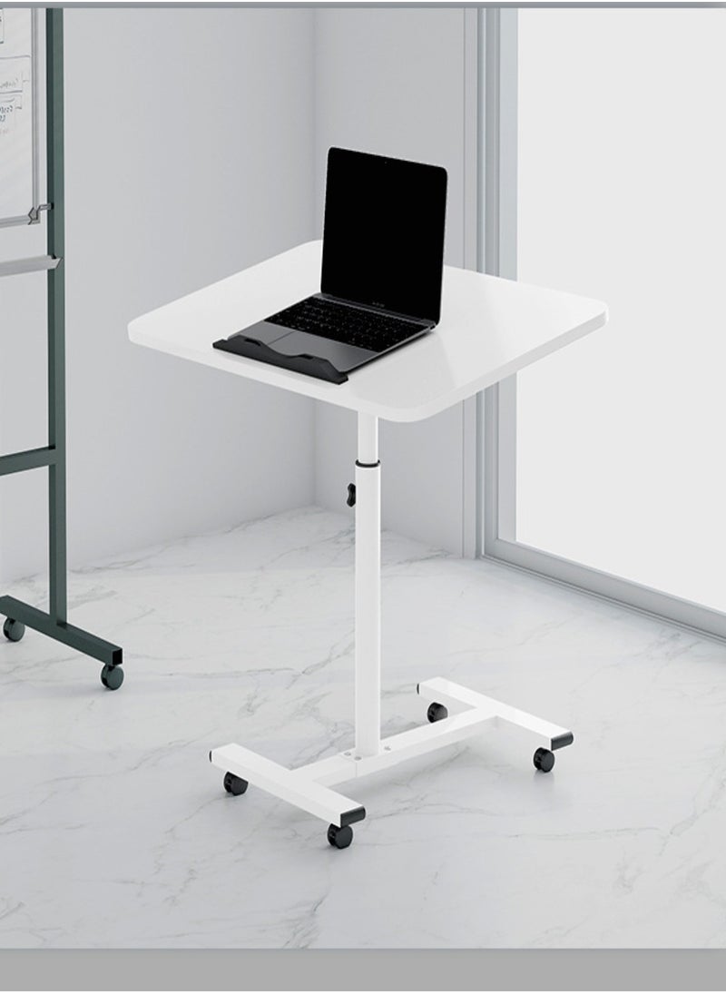 PENG GENERAL Mobile Overbed Table with Wheels, Adjustable  Standing Desk Cart 55x32cm White  - Image 2