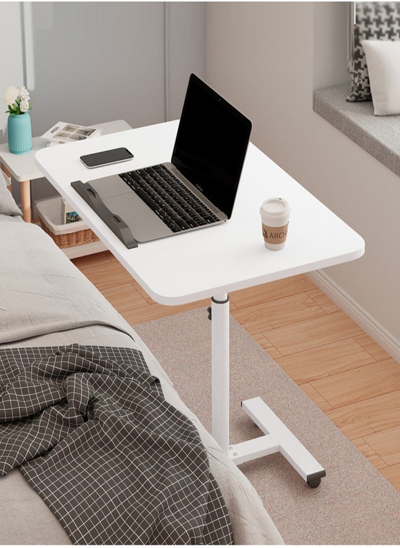 PENG GENERAL Mobile Overbed Table with Wheels, Adjustable  Standing Desk Cart 55x32cm White  - Image 3