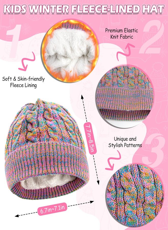 Prupoky Kids Girls Winter Hat Gloves Set-Toddler Girls Boys Fleece Lined Beanie Hat and Gloves with Kint Neck Long Scarf Beige Small - Image 2