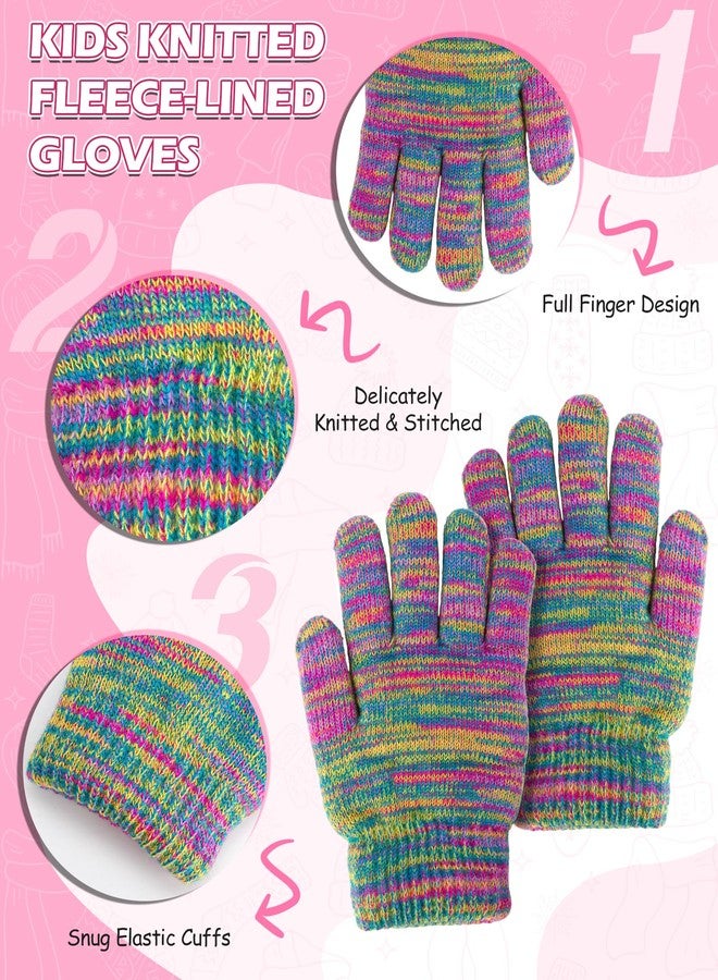 Prupoky Kids Girls Winter Hat Gloves Set-Toddler Girls Boys Fleece Lined Beanie Hat and Gloves with Kint Neck Long Scarf Beige Small - Image 3