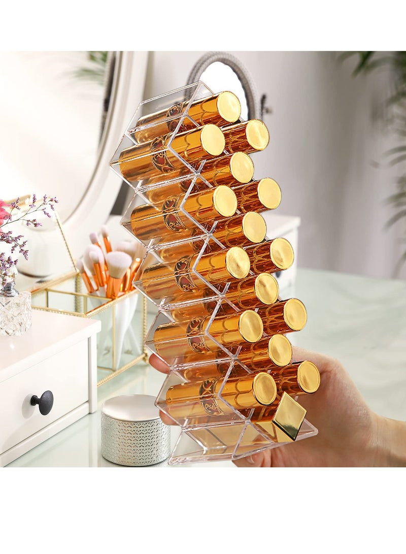 Acrylic Lipstick Organizer Set of 3, Clear Stackable Lip Gloss Storage Box with 48 Slots for Fish Shape Display - Image 3
