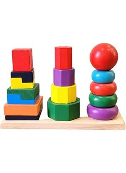 Wooden Shape Tower is a Great Early Educational Toy for Toddlers and Kids.Helps Develop Great Matching, Sorting and Sorting Skills for Toddlers 2+ Years Old