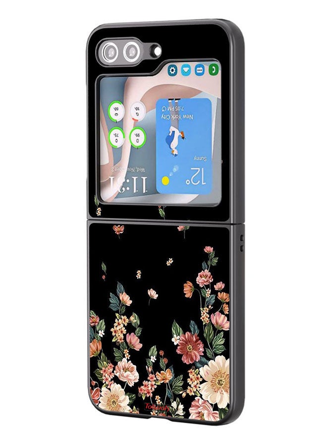 Tolwak غطاء واقي لهاتف سامسونج جالكسي زد فليب 5 مزخرف بزهور صغيرة في الأسفل - Image 1