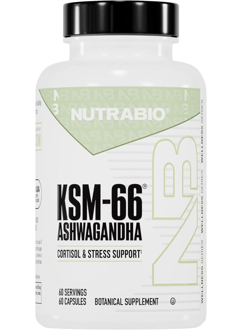 NutraBio Labs NutraBio Ashwagandha KSM66 Herbal Supplement for Better Overall Body Health 600mg 60 Vegetable Capsules. Packaging May Vary - Image 1
