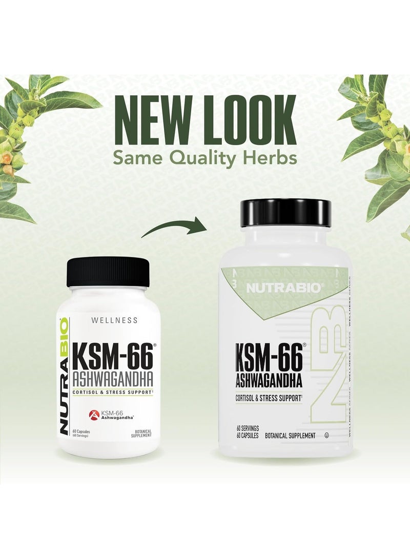 NutraBio Labs NutraBio Ashwagandha KSM66 Herbal Supplement for Better Overall Body Health 600mg 60 Vegetable Capsules. Packaging May Vary - Image 3