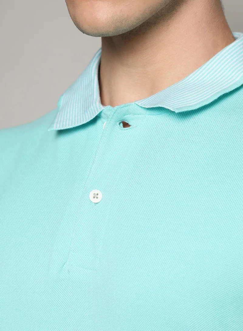 CAHOOT  Men's Aqua Blue Basic Polo T-Shirt for Men | Best Price UAE