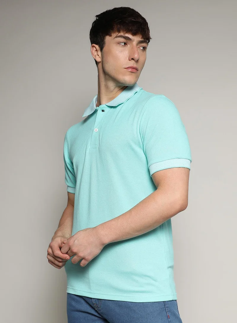 CAHOOT  Men's Aqua Blue Basic Polo T-Shirt for Men | Best Price UAE