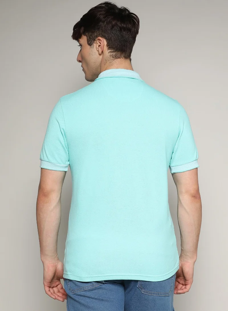 CAHOOT  Men's Aqua Blue Basic Polo T-Shirt for Men | Best Price UAE