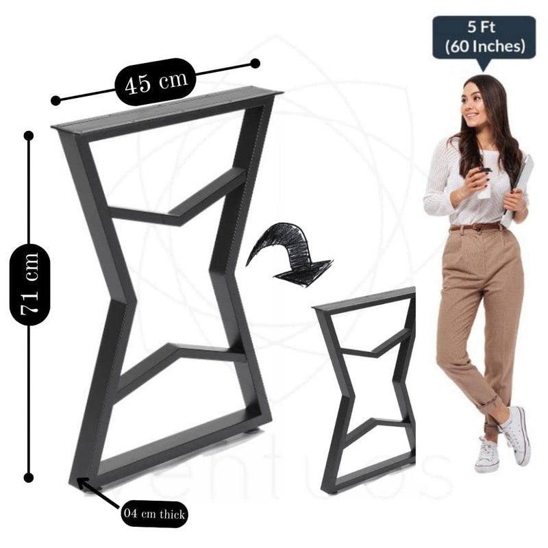 HIRVALL أرجل معدنية لطاولة طعام طاولة مطبخ بأسلوب صناعي حديث مجموعة من 2 شكل E - Image 4