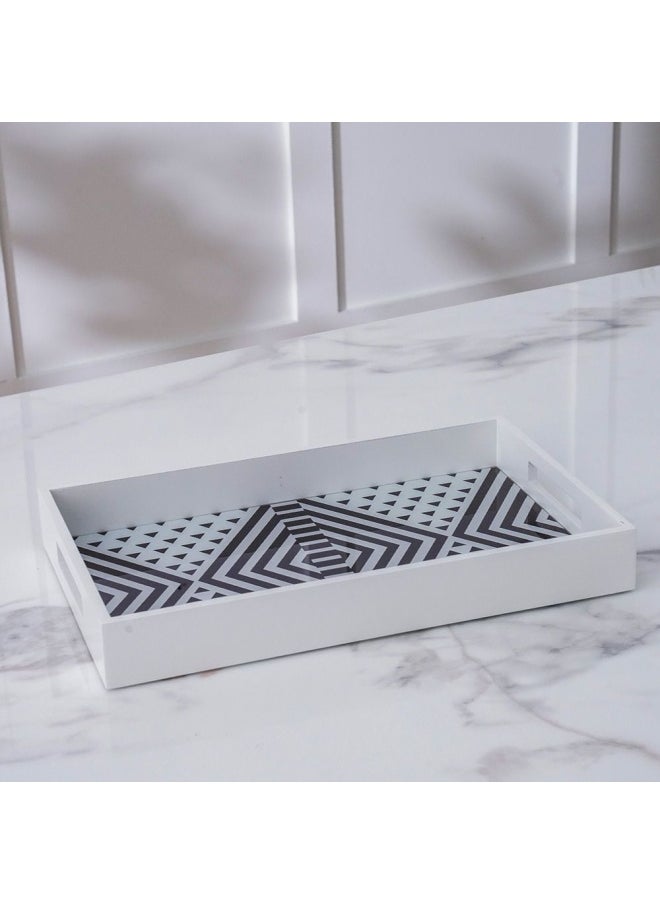 DANUBE HOME Percy Glass Tray Serving Tray for Coffee Tea and Food Perfect for Bar Living Room Dining Table White 40X25X5Cm  - Image 2