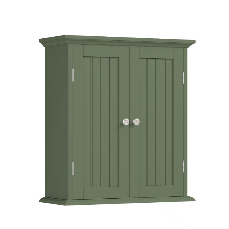 ChooChoo Bathroom Wall Cabinet, Over The Toilet Space Saver Storage Cabinet, Medicine Cabinet with 2 Door and Adjustable Shelves, Cupboard, Green - Image 1