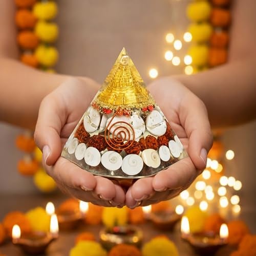 HindCraft Laxmi Hexagon Pyramid | Vastu & Feng Shui Energy Tool for Wealth and Success | Decorative Sculpture for Home & Office for Good Luck and Harmony - Image 1