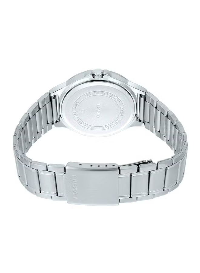 Casio MTP-V300D-1A2UDF Men’s Multi-Hand Quartz Watch – Stainless Steel Silver Bracelet, Black Dial with Blue Sub-Dials, Day Date 24-Hour Display, Elegant Business & Casual Wristwatch - Image 5