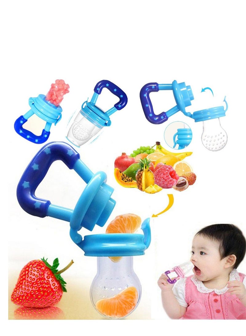AS SEEN ON TV Baby Fruit Food Feeder Teething Pacifier for Teething Baby Infant Toy Nipple Pouches Nibbler for Toddlers & Kids Pacifier Blue - Image 3