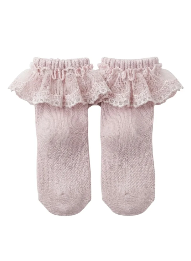 Bambimici Baby Ruffle Lace Socks 5 Pairs - Dusty Pink