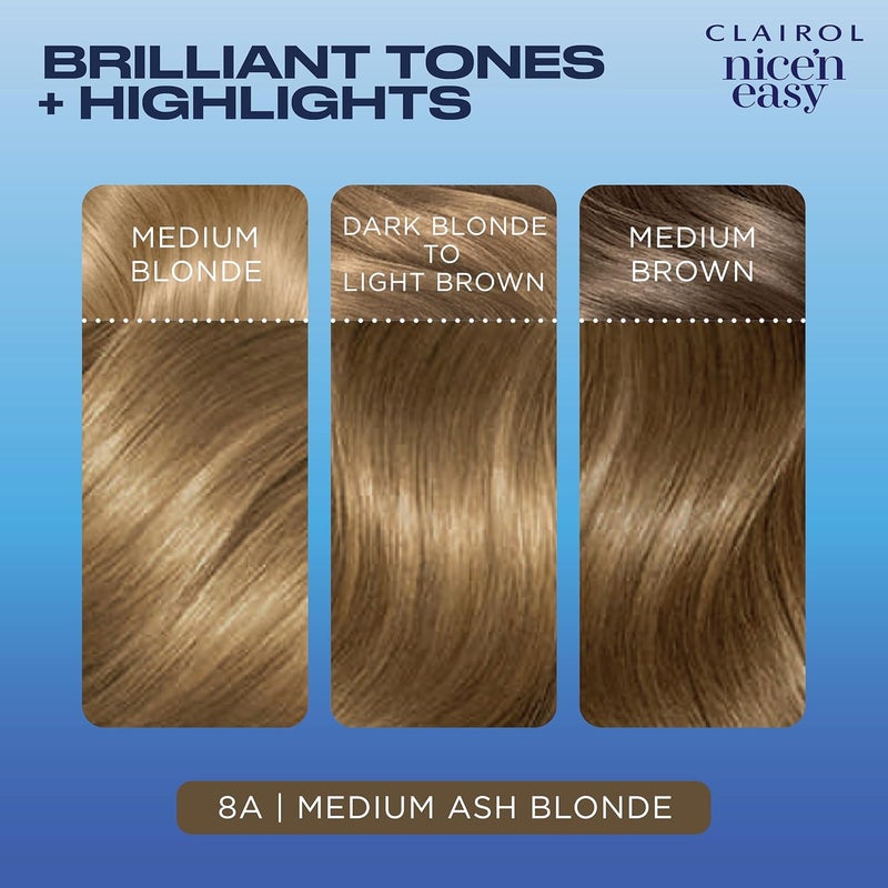 Clairol Nice'n Easy Permanent Hair Dye, 8A Medium Ash Blonde - 100% Gray Coverage - Image 5