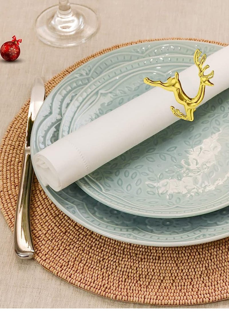 GROWSTEADY Set of 6 Gold Deer Napkin Rings for Dinning Table Setting  - Image 2