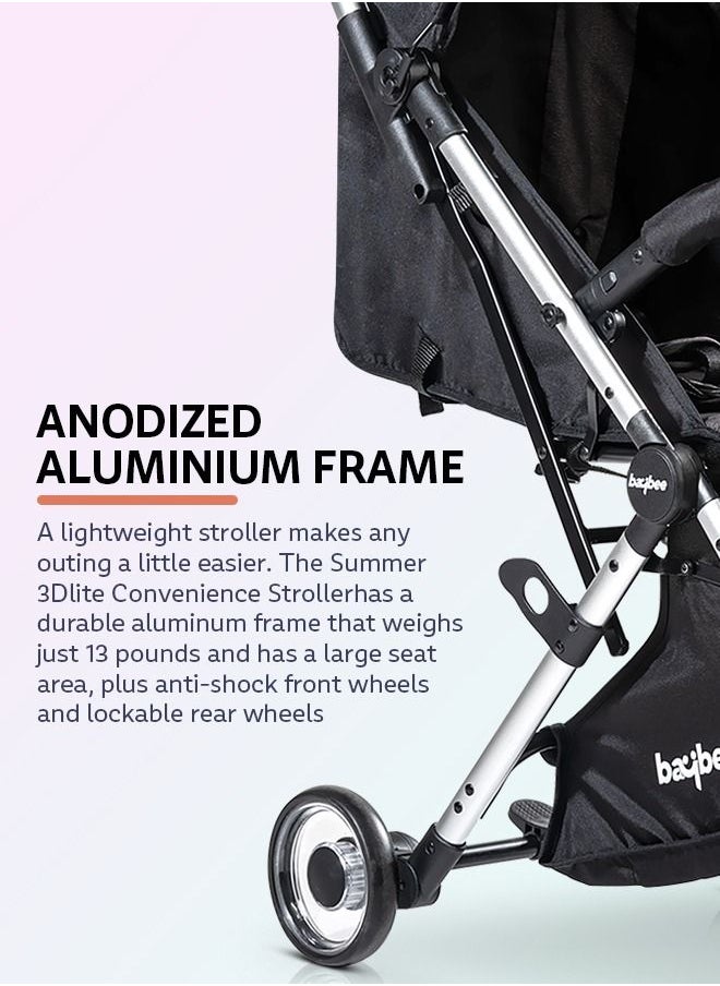 BAYBEE - Baybee Infant Baby Pram Stroller for Newborn Babies Foldable Baby Stroller with Aluminium Frame 3 Position Adjustable Seat Canopy Travel System Stroller for Baby Toddlers 0 to 3 Years Boys Girls Black - Image 1