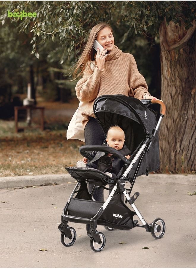BAYBEE - Baybee Infant Baby Pram Stroller for Newborn Babies Foldable Baby Stroller with Aluminium Frame 3 Position Adjustable Seat Canopy Travel System Stroller for Baby Toddlers 0 to 3 Years Boys Girls Black - Image 1