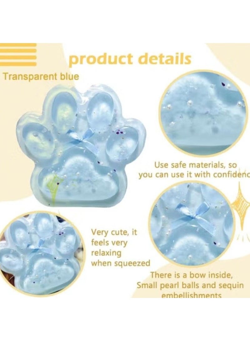 Giant Tita Tapa Cat Paw Toy for Kids and Adults, Large Soft Cat Paw Stress Relief Toys, Super Soft Squeeze Toys (Transparent and Blue) - Image 1