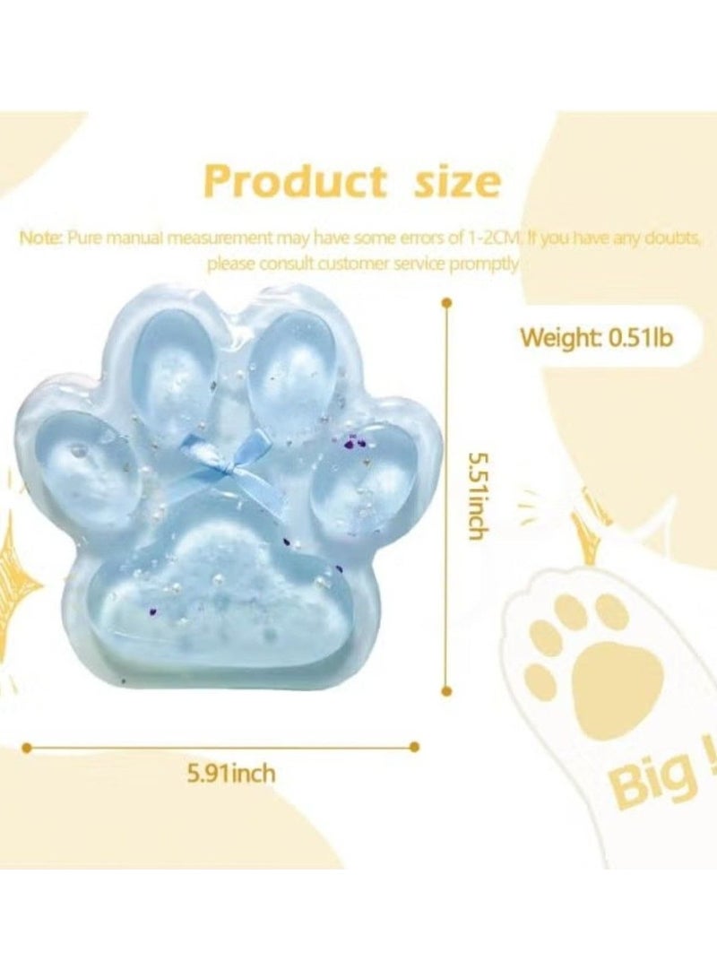 Giant Tita Tapa Cat Paw Toy for Kids and Adults, Large Soft Cat Paw Stress Relief Toys, Super Soft Squeeze Toys (Transparent and Blue) - Image 2