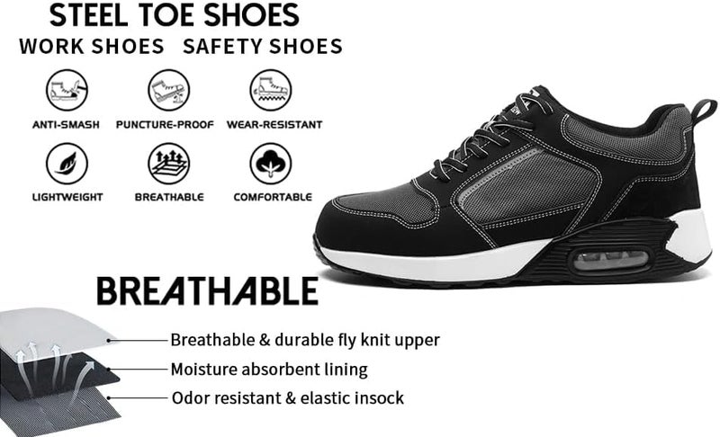 Bexow Premium Safety Shoes Steel Toe Lightweight Sneakers Industrial Footwear for Men and Women - Image 4