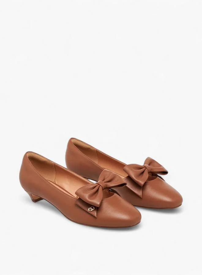 Celeste Women's Bow Accent Slip-On Ballerina Shoes with Kitten Heels