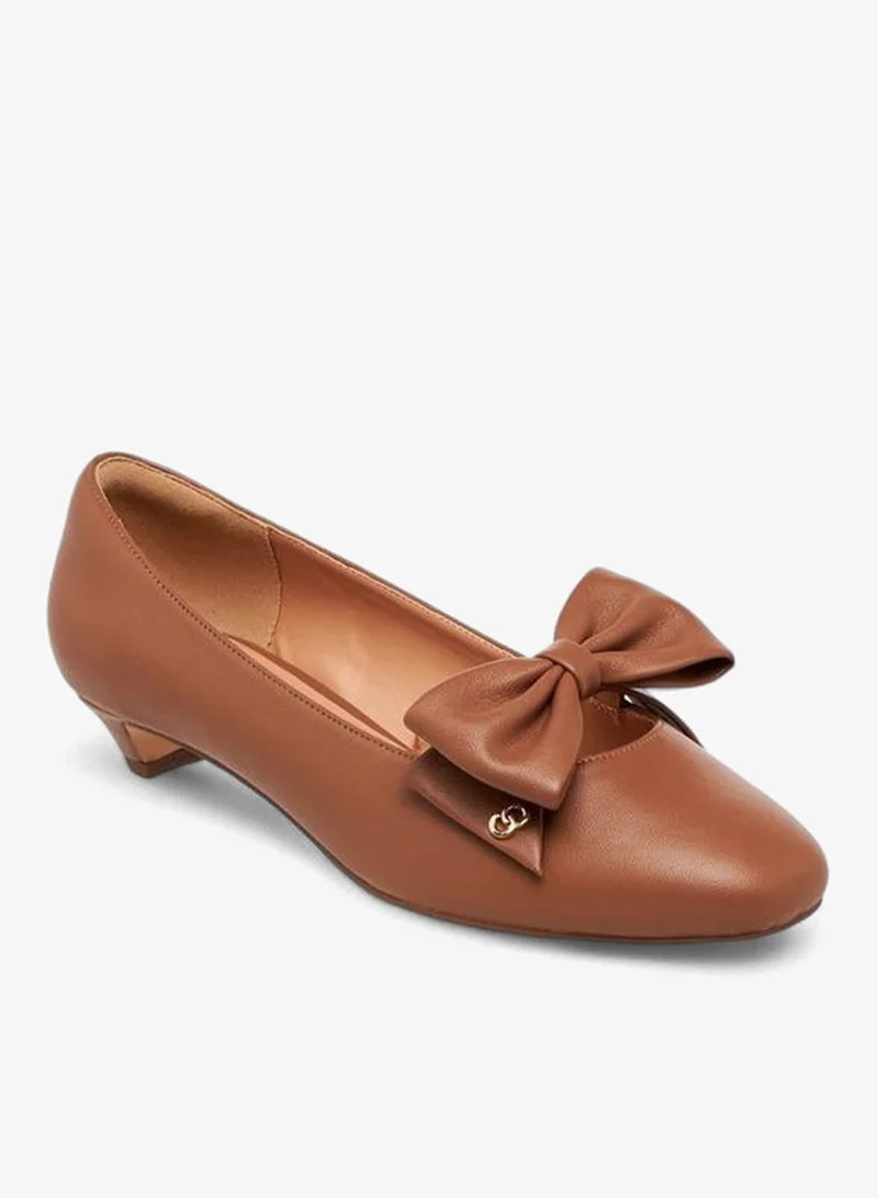 Celeste Women's Bow Accent Slip-On Ballerina Shoes with Kitten Heels