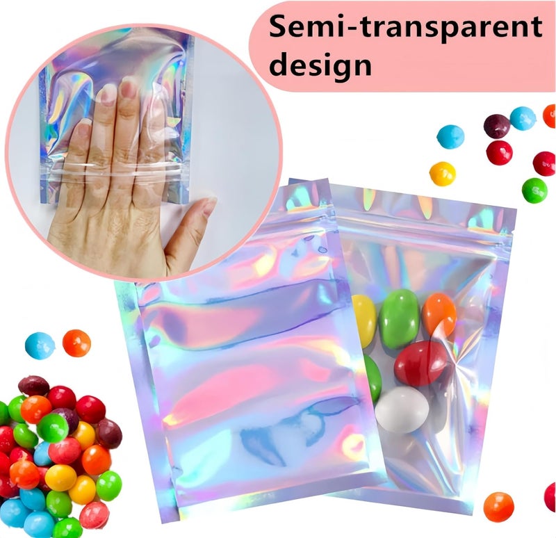 Holographic Sealed Bags: 7.5x12Cm Resealable Storage Bags - With Hanging Hole Snack Bags for Party Favor & Food Storage - Image 5