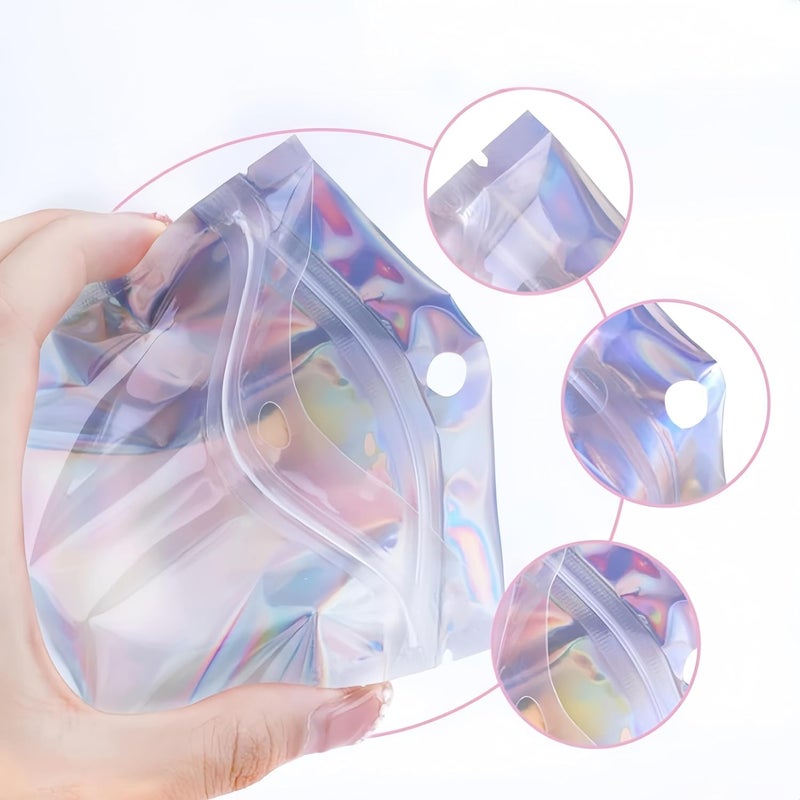 Holographic Sealed Bags: 7.5x12Cm Resealable Storage Bags - With Hanging Hole Snack Bags for Party Favor & Food Storage - Image 3