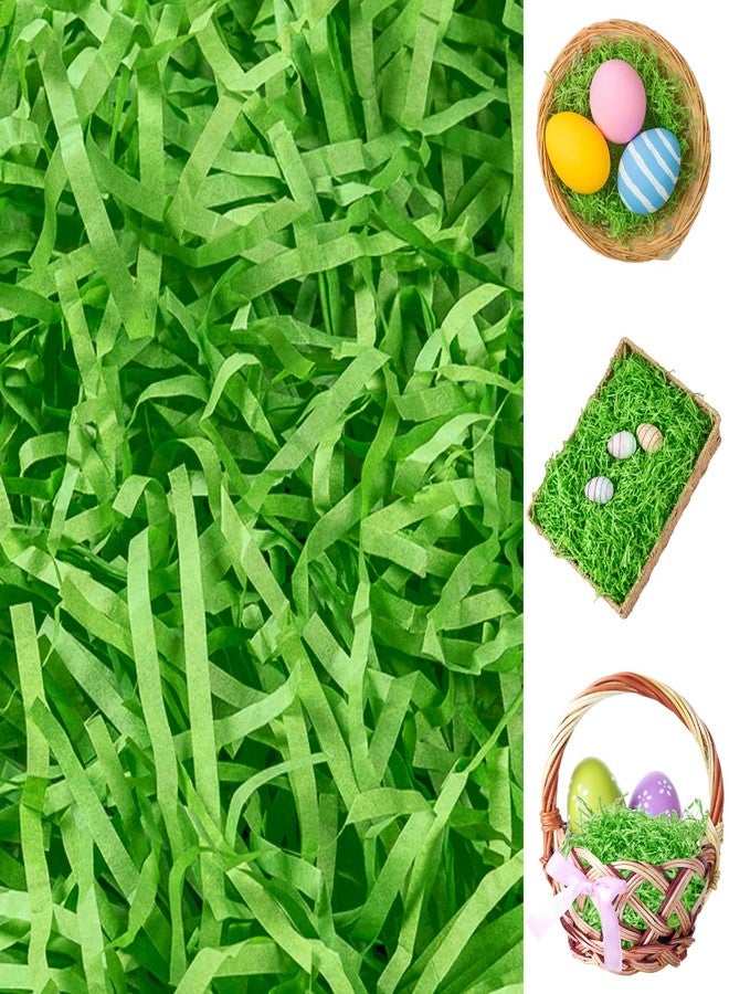 CIPOWM 12oz Easter Grass Shredded Paper Filler Basket Filler Green Crinkle Raffia Paper Filler for Easter Gift Wrapping Boxes Bags Basket Filling Party Supply(Green) - Image 1