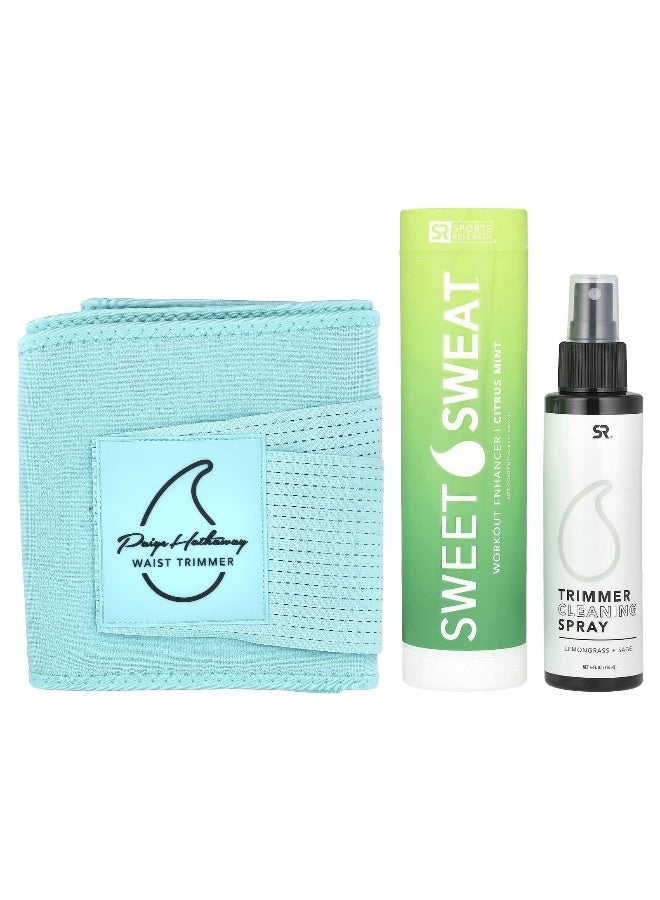 SPORTS RESEARCH Sports Research, Sweet Sweat®, Paige Hathaway Waist Trimmer Kit, XL/XXL, Blue, 3 Piece Kit  - Image 1